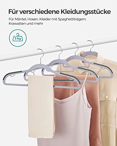 Coat Hangers, Pack of 50, Heavy Duty Plastic Hangers with Non-Slip Design, Space-Saving Clothes Hangers, 0.6 cm Thickness, 360° Swivel Hook, 42 cm Long, Light Grey and Dark Grey