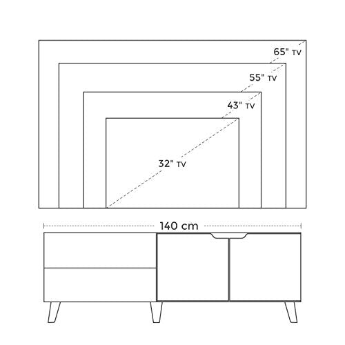 TV Cabinet for TVs up to 60 Inches, TV Stand with 2 Doors, Adjustable Shelves, TV Table, for Living Room, Dinning Room, Bedroom, Rustic Brown