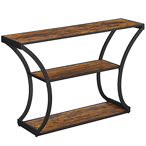 Console Table, Hallway Table, Curved Legs, Extended Table Top, for Living Room, Hallway, Bedroom, Vintage Brown/Black