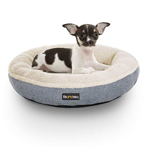 Dog Bed, Dog Sofa, Cat Bed, Donut Shape, Round, 55 cm Dia, Grey