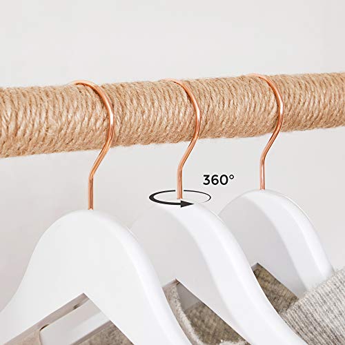 Maple Wood Coat Hangers, Set of 20 Clothes Hangers with Shoulder Notches, 360 Degree Swivel Hook in Rose Gold, for Shirts, Trousers, Jackets, White