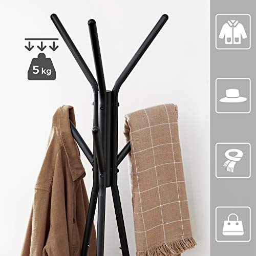 Rack Stand, Coat Tree, Hall Tree Free Standing, Industrial Style, with 2 Shelves, for Clothes, Hat, Bag, Greige and Black