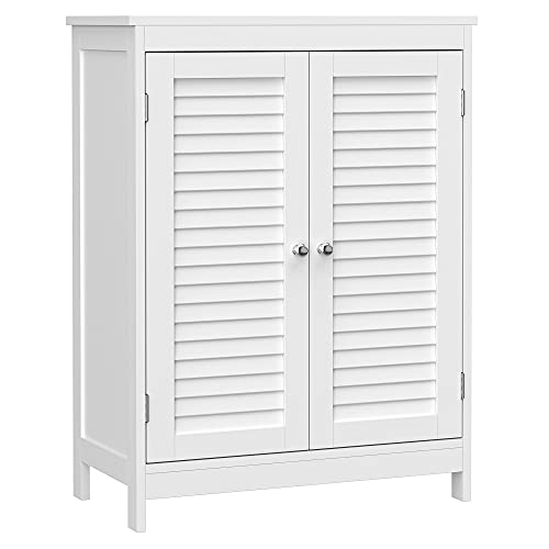 Bathroom Cabinet, Bathroom Cabinet, Storage Cabinet with 2 Doors, with 2 Adjustable Shelves, Scandinavian Style, White