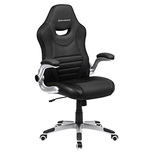 Office Chair Ergonomic Swivel Chair with Folding Arms and Nylon Star Foot