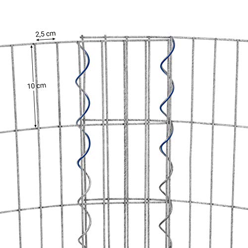 Tall Round Gabion for Stones, Metal Gabion Cage and Basket with Thick Grids 2.5 x 10 cm, Rust-Resistant Galvanised Steel, 90 x 80 cm (Dia. x H), Garden Flower Beds Decoration