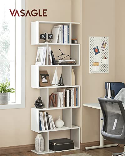 Wooden Bookcase, Cube Display Shelf and Room Divider, 6-Tier Bookshelf, Freestanding Shelving Unit, White