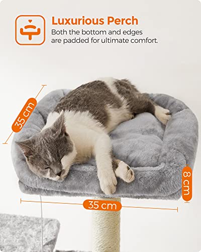 Cat Tree, Cat Condo with 2 Cat Caves, 155 cm, Light Grey