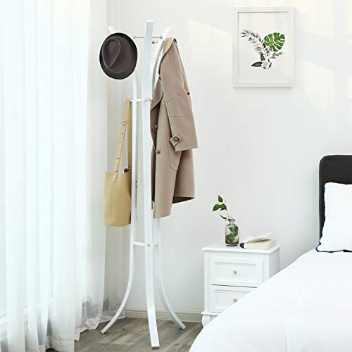 Heavy Duty Coat Hat Stand Rack Garment Coat Tree 9 Hook Metal, 176 cm White