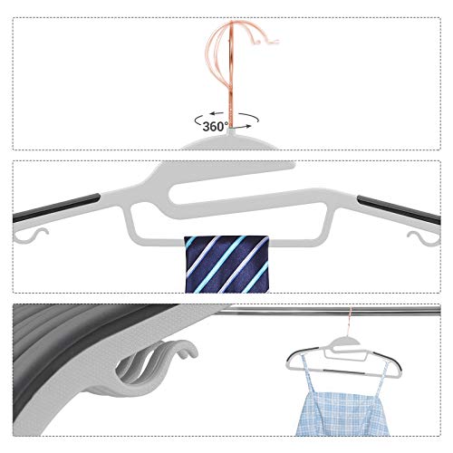 Set of 30 Plastic, S-Shaped Opening, Non-Slip and Space-Saving Hangers, Thickness 0.5 cm, Long 41.5 cm, 360 Degree Swivel Hook, Rose Gold, Grey , White, Standard