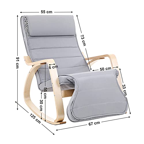 Songmics Rocking Chair - Living Room Chair., light grey, 65 x 125 x 90 cm