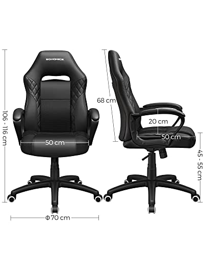 Racing Sport Office Chair with Tilt Function Computer Desk Swivel Chair PU Black