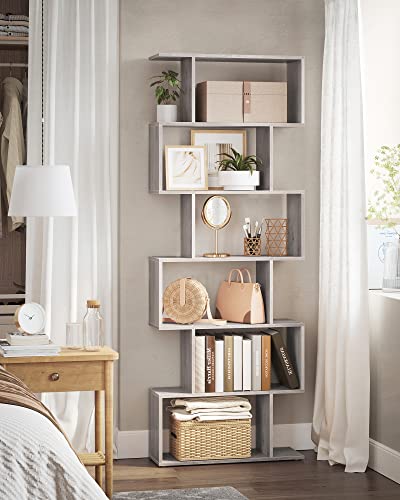 Bookshelves, 6-Tier Bookcase, Room Divider, Cube Display Shelf, Freestanding Storage Shelf, Modern Style, for Living room, Bedroom, Office, Greige