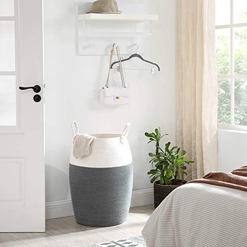 Cotton Rope, Storage Handle, 125L Laundry Basket, for Clothes, Toys, Blankets, Living Room, Bedroom, Grey and Beige