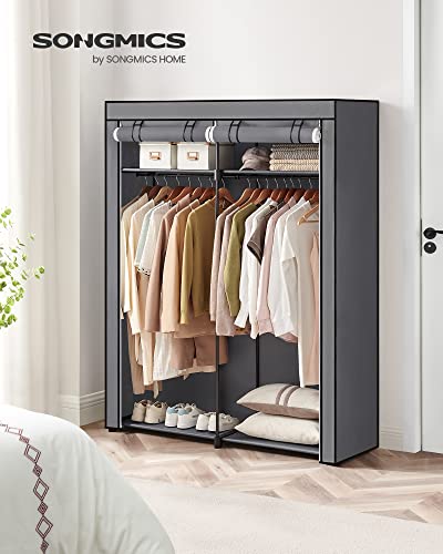 Wardrobe, Clothes Storage Wardrobe for Bedroom with 2 Clothes Rails, Fabric Portable Wardrobe, Collapsible, Clothes Rack, for Closet, 43 x 140 x 174 cm, Grey