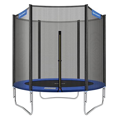 Trampoline 183 cm (6 ft), Outdoor Backyard Trampoline, TÜV Rheinland GS Certificate, with Enclosure Safety Net, Spring Cover Pad, Holds 100 kg, Black and Blue