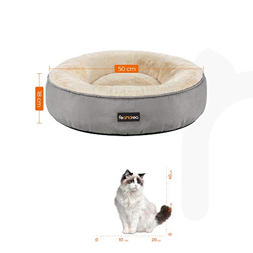 Dog Bed, Doughnut Cat Bed, Round, 50 cm Dia., Light Grey