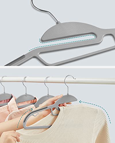 Set of 50 Plastic Hangers, Coat Hangers with U-Shaped Opening, Non-Slip, Space-Saving, 0.5 cm Thick, 41.5 cm Long, 360° Swivel Hook, Light and Dark Grey