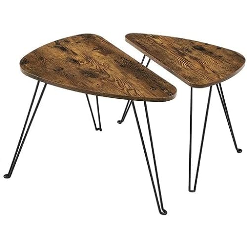 Set of 2 Side Tables, Nesting Tables, End Tables, for Living Room, Dining Room, Bedroom, Industrial Style, Rustic Brown and Black