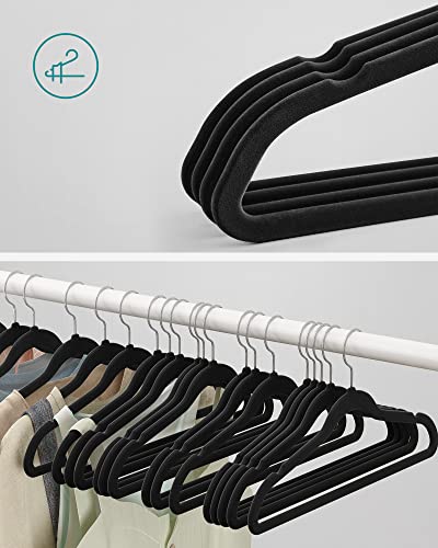 Set of 30 Velvet Coat Hangers 43.5 cm Long Suit Hangers Thin Heavy Duty 360° Rotating Hook for Coats, Shirts and Suits Black