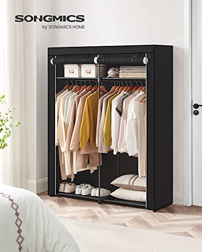 Wardrobe, Clothes Storage Wardrobe for Bedroom with 2 Clothes Rails, Fabric Portable Wardrobe, Collapsible, Clothes Rack, for Closet, 43 x 140 x 174 cm, Black