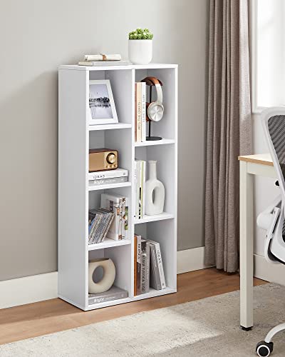 Bookcase, Kid's Bookshelf with 7 Compartments, Freestanding Storage Unit for Decor, in Living Room, Study, and Office, 50 x 24 x 106 cm, White