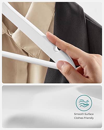 Set of 20 Rubber Coat Hangers Solid Wood Non-Slip Notches in the Shoulder Area with Bar for Trousers Rotatable 360° for Suits Shirts Coats White