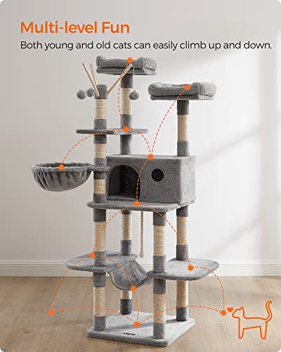 Cat Tree, XXL Cat Condo, 164 cm, Light Grey