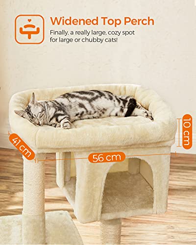 Cat Tree, Compact Cat Condo with 2 Caves, Beige