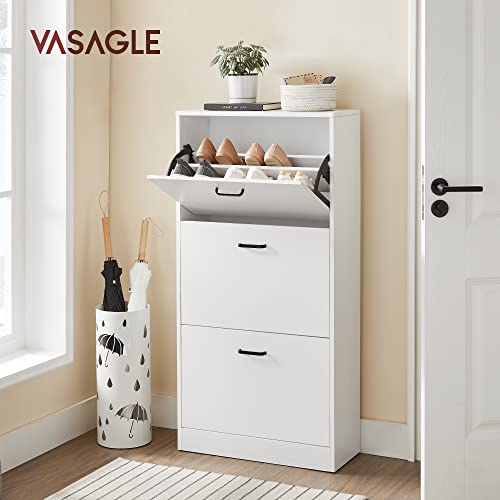 Shoe Cabinet with 3 Drawers Shoe Rack Shoe Cabinet with 3 Compartments Adjustable for Hallway Living Room Bedroom 60 x 24 x 120 cm (L x W x H), White V1