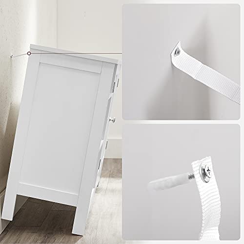 Under Sink Cabinet, Bathroom Sink Cabinet, 90 x 30 x 60 cm, Storage Cupboard with 2 Doors, Open Storage Compartments, Height-Adjustable Shelves, White UK