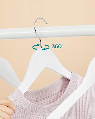 Wooden Hangers, 30 Pieces, Rack with Shoulder Grooves, Non-slip Trouser Bar and 360° Swivel Hook, for Complete Shirts Coats, White , Standard, Maple Wood, Metal