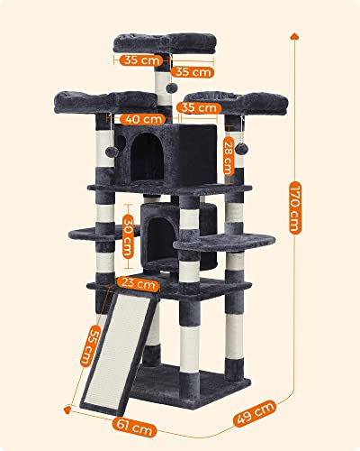 Cat Tree, Large Cat Tower, 170 cm, Smoky Grey