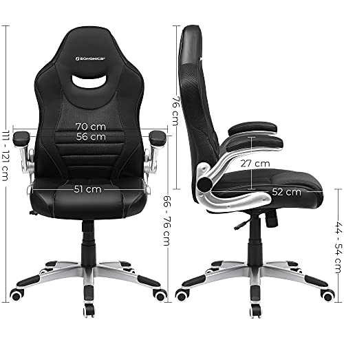 Office Chair Ergonomic Swivel Chair with Folding Arms and Nylon Star Foot