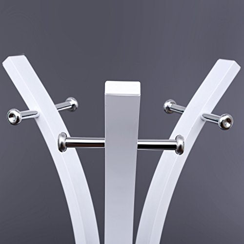 Heavy Duty Coat Hat Stand Rack Garment Coat Tree 9 Hook Metal, 176 cm White