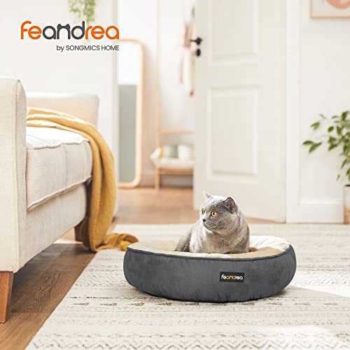 Dog Bed, Doughnut Cat Bed, Round, 50 cm Dia, Dark Grey