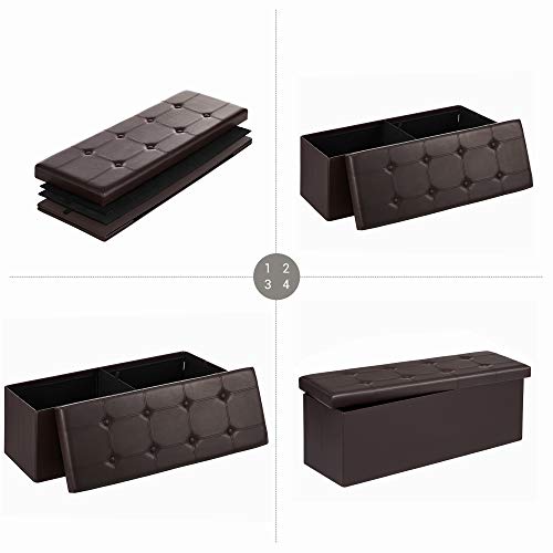 110 x 38 x 38 cm Large Storage Ottoman Toy Chest Max Load 300 kg Brown