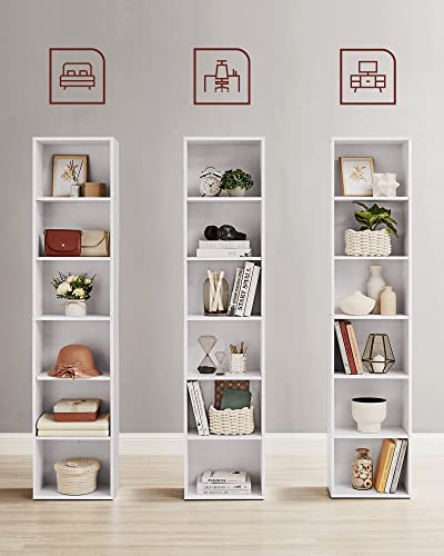 Scandinavian Style 6 Tier Bookcase Storage Shelf for Living Room Office Bedroom Study 40 x 24 x 178.5 cm White