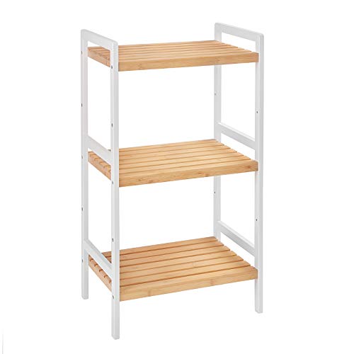 3-Tier Bamboo Storage Rack for Bathroom, Kitchen, Bedroom, 45 x 31.5 x 80 cm Natural Grain and White