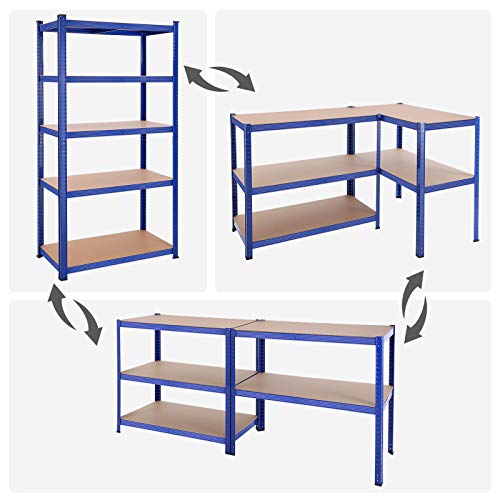 5-Tier Shelving Unit, Steel Shelving Unit for Storage, Tool-Free Assembly, for Garage, Shed, Load Capacity 600 kg, 50 x 100 x 200 cm, Blue