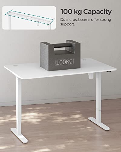 Electric Desk, Height-Adjustable, Desk Stand, Table Frame with Motor, 140 x 70 x (73-114) cm, Steel, White