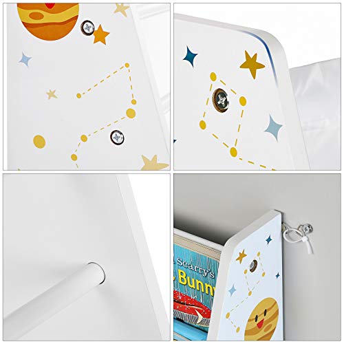 Kids’ Bookcase, Book Storage Shelf Organiser, with Anti-Tip Kit, for Children's Room, Playroom, Daycare, School, 62.5 x 28 x 60 cm, Space-Saving Design, White