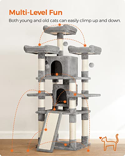 Cat Tree, Large Cat Tower, 172 cm, Light Grey