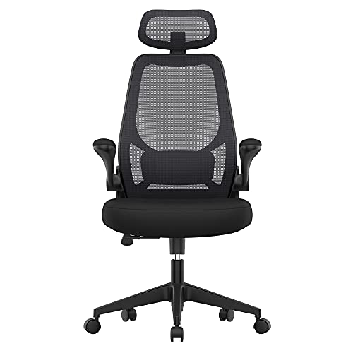 Office Chair, Computer Chair, Ergonomic Chair, Adjustable Armrests and Headrest, Rocker Function, Breathable Mesh, Height-Adjustable, Black