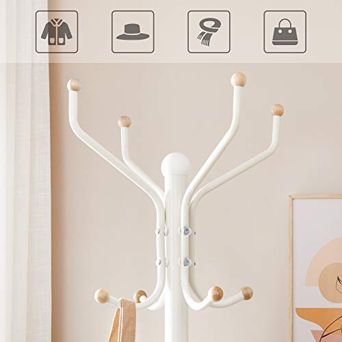 Metal Coat Rack, Clothes Stand, Hat Handbag Hanger, 182 cm Tall Hall Tree,  , creamy white/ Ivory