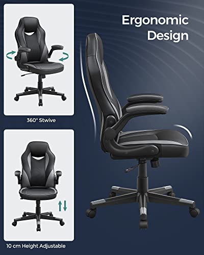 Office Chair, Ergonomic Desk Chair, Computer Chair, Height-Adjustable, 150 kg, PU Leather, Home Office, Black / Grey