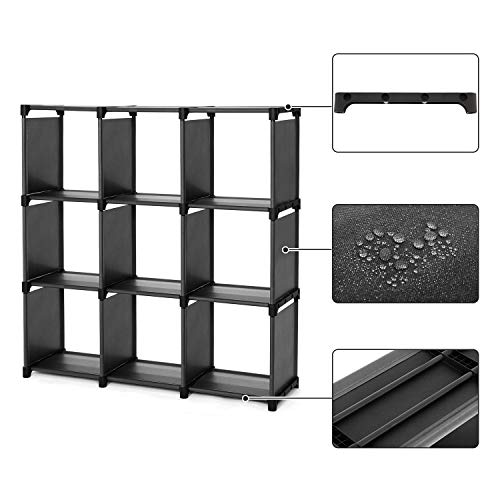 9-Cube DIY Storage Shelves, Open Bookshelf, Closet for Family Study, Organiser Rack, Cabinet in Living Room, Black