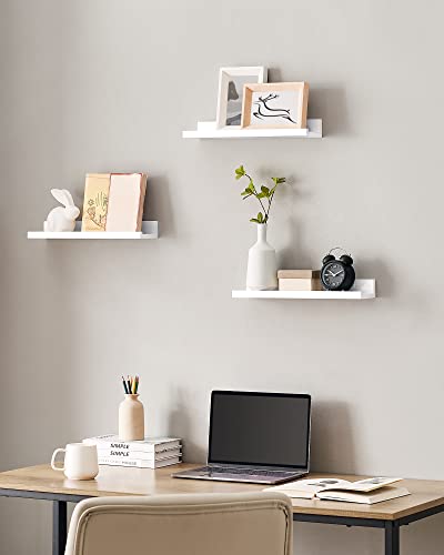 Wall Shelf 3 Set Floating Shelves Ledge for Picture Frames and Books, 38 x 10 cm, MDF White