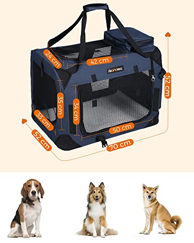 Dog Carrier, Folding Fabric Pet Carrier, 70 x 52 x 52 cm, Dark Blue