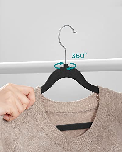 Set of 30 Velvet Coat Hangers 43.5 cm Long Suit Hangers Thin Heavy Duty 360° Rotating Hook for Coats, Shirts and Suits Black