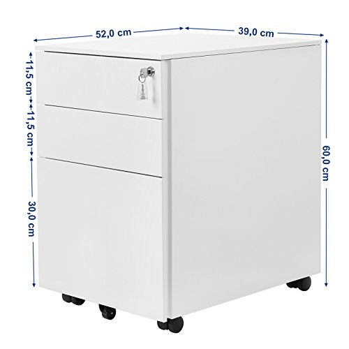 Steel Rolling Cabinet with 3 Drawers and Hanging File Lockable Office Cabinet